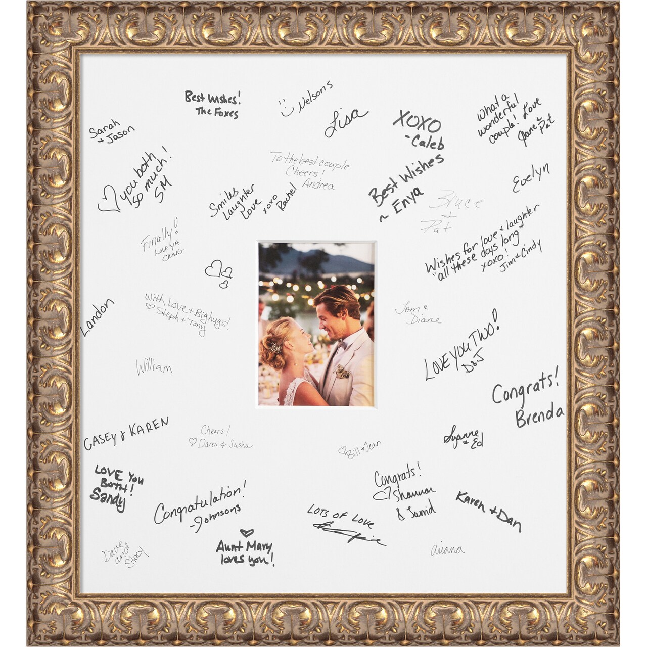Florentine Signature Mat Picture Frame, Photo Frame Wedding Guest Book Alternative, Autograph Picture Mat for Signature Board, Wedding Celebrations Graduations Support Encouragement or Retirement